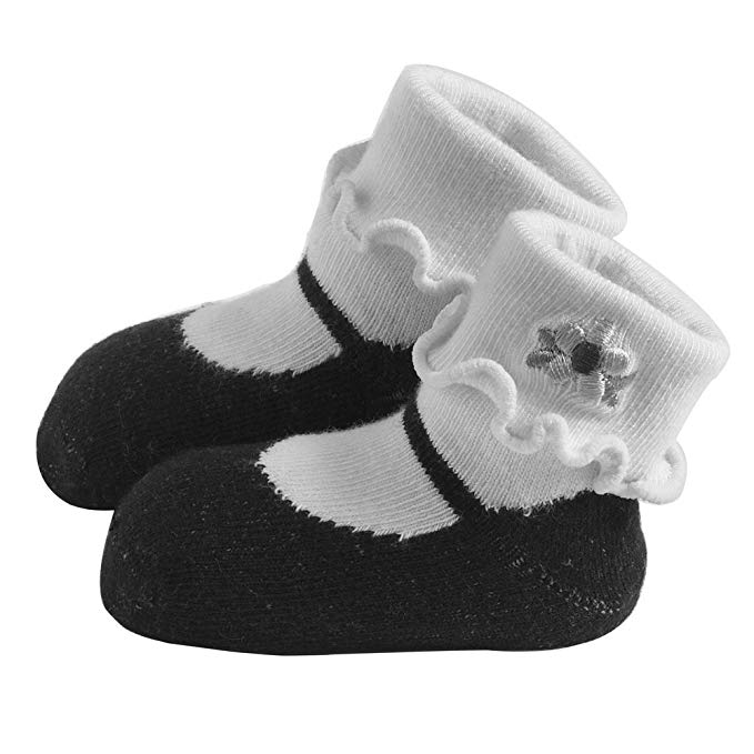 Jazzy Toes Rayon Collection Mary Janes Sock Set - Black-12-24M