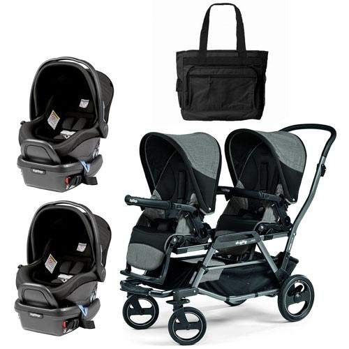Peg Perego - Duette Piroet Atmosphere Double Car Seat Travel System with Diaper Bag
