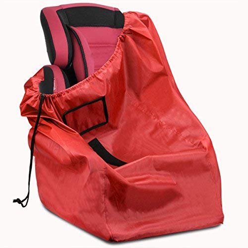 Car Seat Travel Bag, Ultra Durable Carseat Airplane Check Bag Adjustable Strap Must-Have Baby Travel Accessories for Airplanes, Trains, Red 210D