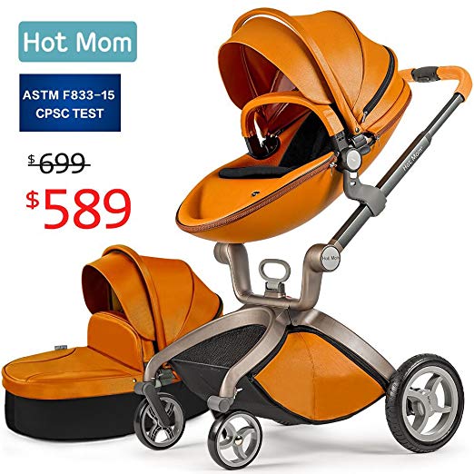 Baby Stroller 2018, Hot Mom Baby Carriage with Bassinet Combo,Brown,Baby Bid Gift