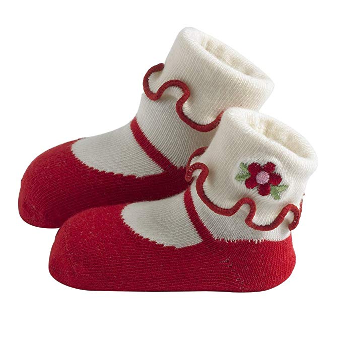 Jazzy Toes Rayon Collection Mary Janes Sock Set - Red-12-24M