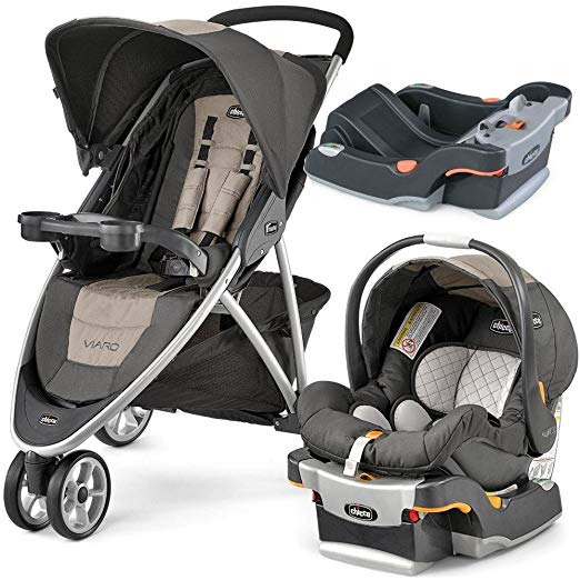 Chicco Viaro Teak Stroller Travel System with extra Keyfit 30 Base - Anthracite